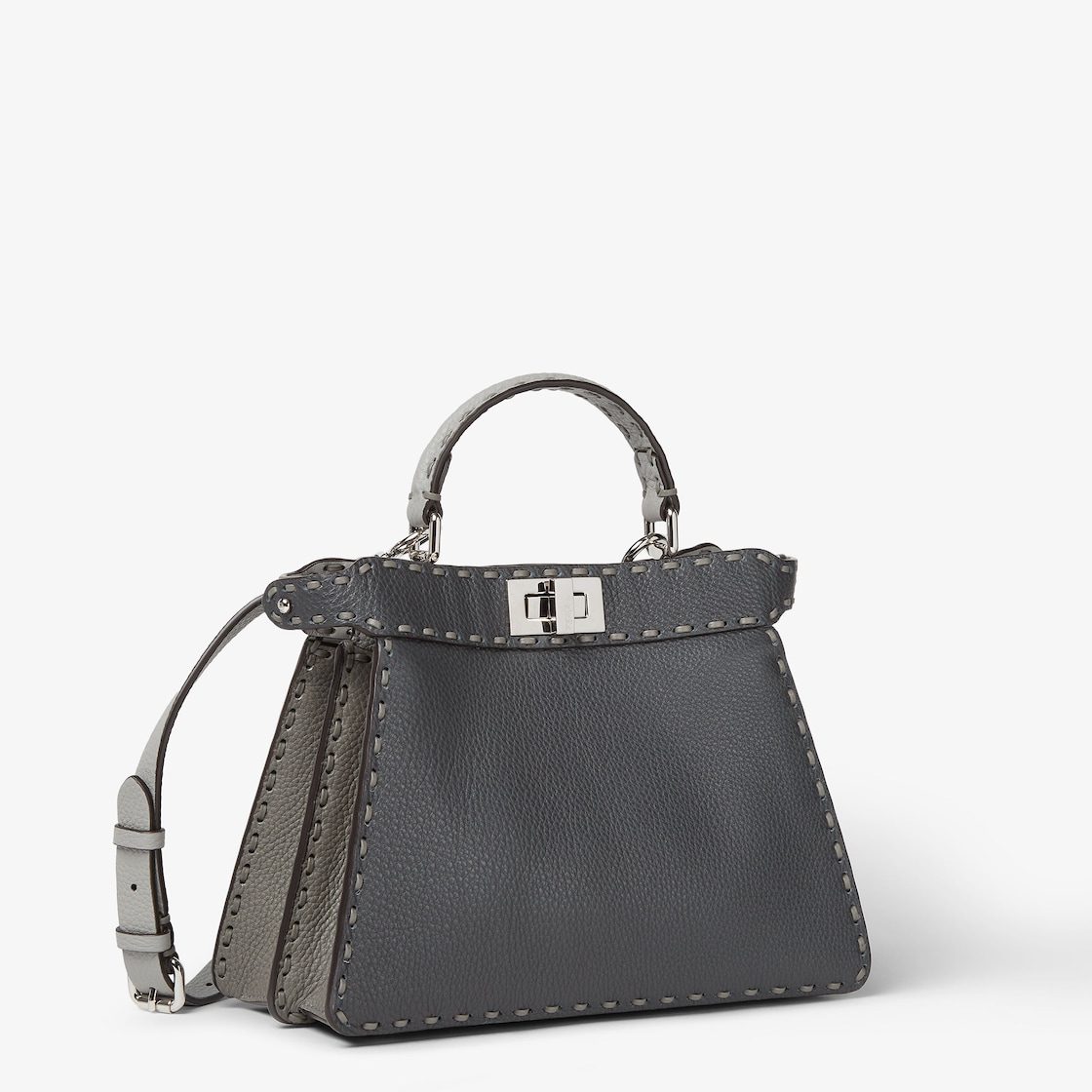 FENDI Peekaboo ISeeU Small Multicolored gray Selleria bag with 556 hand-sewn topstitches - Image 3